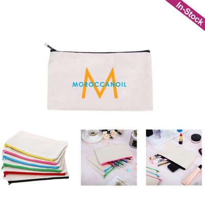 Canvas Cosmetic Bag Zipper Pencil Pouch