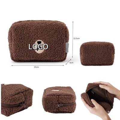 Plush Embroidered Cosmetic Bag of Women