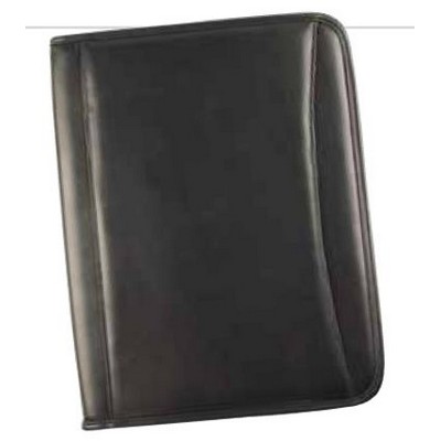 Zippered Leatherette Padfolio w/Notepad & Pen Slot