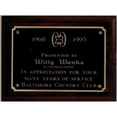 Simulated Walnut Roman Cove Plaque w/ Full Size Engraving Plate (8"x10")