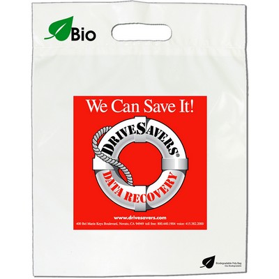 2.0 Mil Fold-Over Die Cut Handle Bag Short Run Program (12"x16"+3")