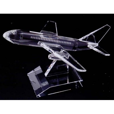 Optic Crystal Airplane Figurine