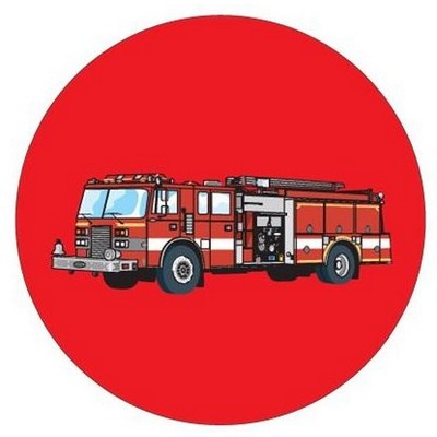 Fire Truck Round Metal Photo Magnet (2"x3")