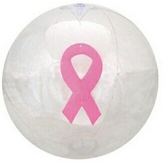 16" Inflatable Clear Beach Ball w/ Pink Ribbon Insert