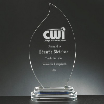 Optical Cut Crystal Flame Award (10¾" x 5")