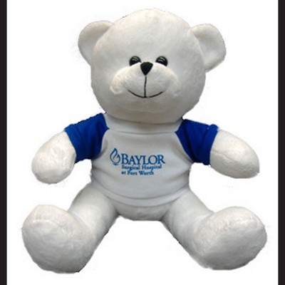 Quincy White Bear Stuffed Animal w/Shirt (9")