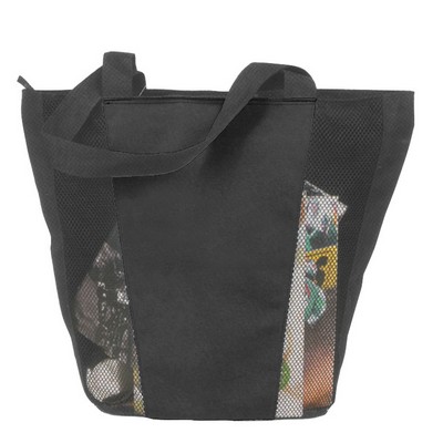 City Side Zipper Mesh Tote Bag