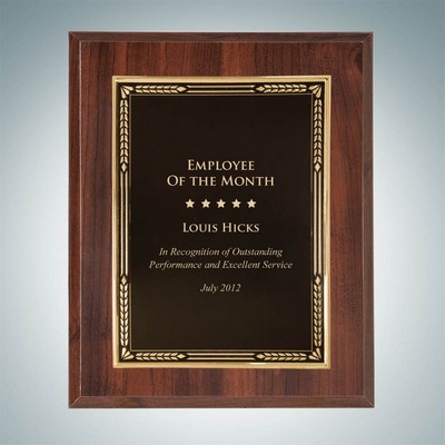 High Gloss Cherry Finish Wall Plaque w/Gold Aluminum Plate (7"x9")