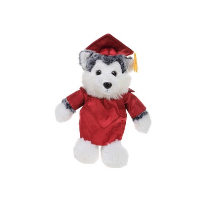 Soft Plush Husky in Graduation Cap & Gown Stuffed Animal