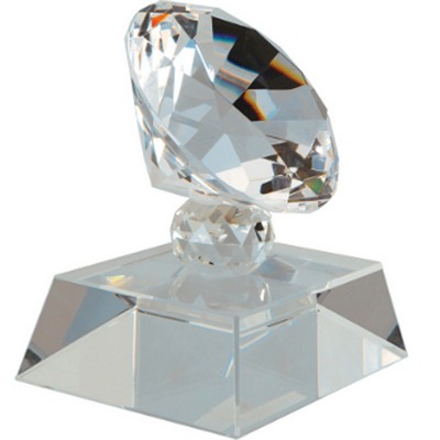 3 1/2 inch Crystal Diamond On Clear Pedestal Base