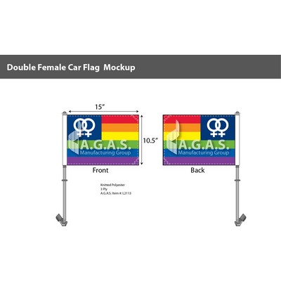 Double USA Venus Car Flag 10.5"X15"