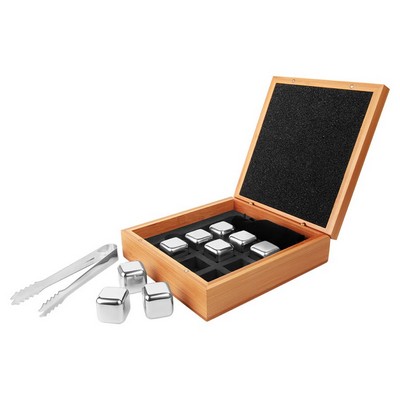 Whiskey Stone Set In Bamboo Case