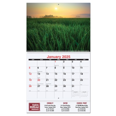 Agriculture Monthly Wall Calendar w/Coil Binding (10 5/8"x18¼")