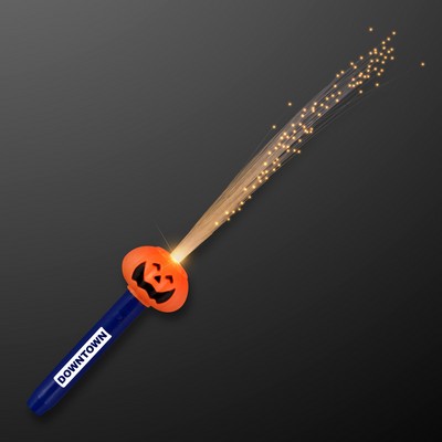 Pumpkin Face Fiber Optic LED Wand - Domestic Imprint