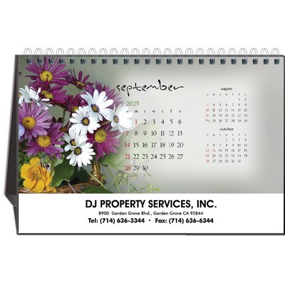 Blossoms 2025 Desktop Calendar w/Full Color Hardboard Easel