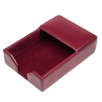 Bonded Burgundy Red Leather Memo Holder (4"x6")