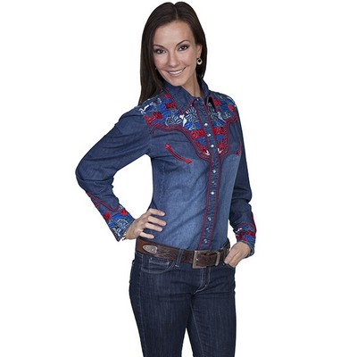 Legends Collection Blouse w/Colorful Tool Embroidery