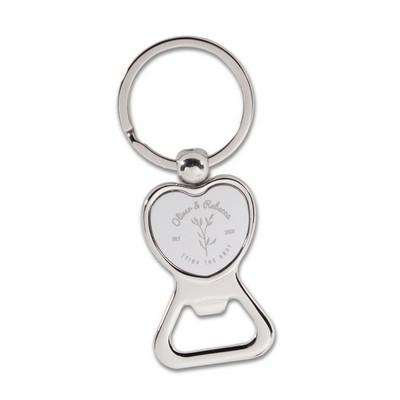 Heart Shaped Chrome Bottle Opener Key Tag