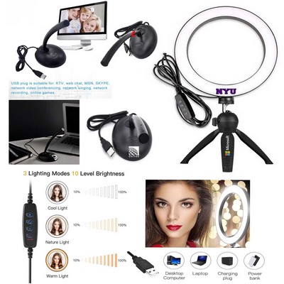 Kidder 8" Ring Light + USB Microphone for Chat, Skype, Desktop, Laptop Mic