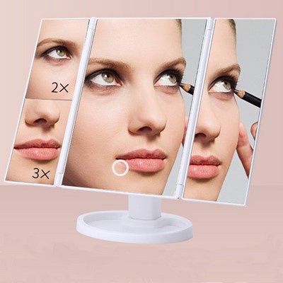 LED Magnifying Tri Fold Mirror