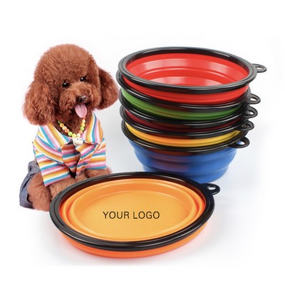 Small Collapsible Travel Pet Feeding Bowl w/Carabiner Clip