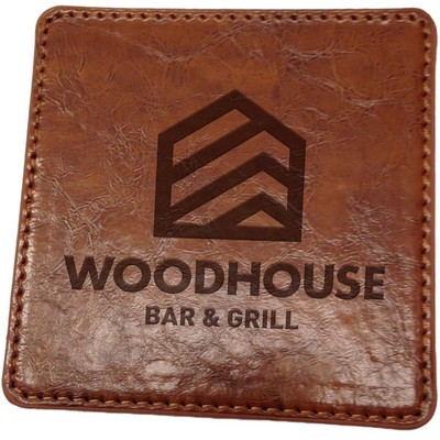 Watson Square PU Leather Coaster: Single