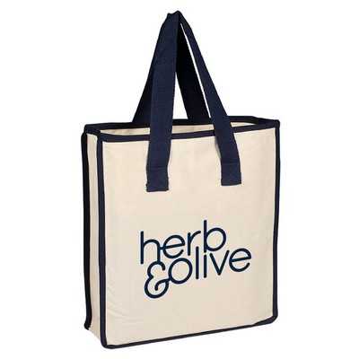 Accent Color Canvas Shopping Bag - 1 color (14" x 15" x 4")