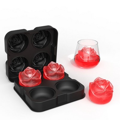 Square Silicone Rose Shaped Ice Mold Tray