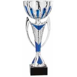 15" Assembled Silver/Blue Cup Trophy