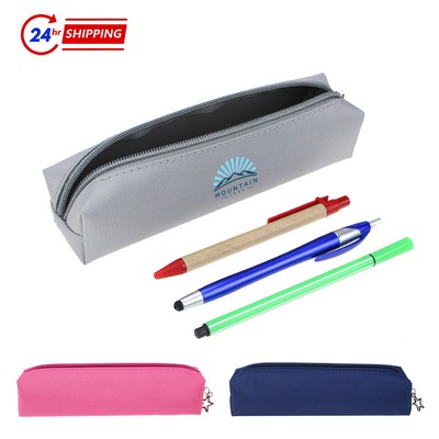 Square Polyester Pencil Pouch w/ Zipper