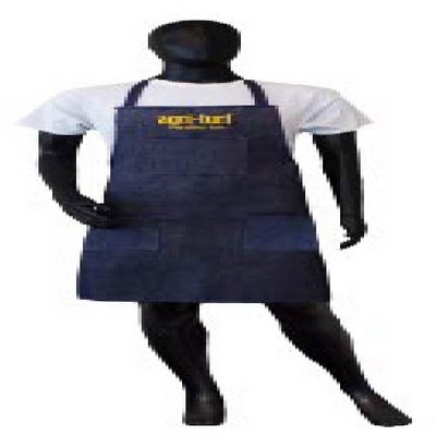 Heavy Duty 14 oz Blue Denim shop apron with denim neck loop and back tie - 2 side and 1 bib pkt