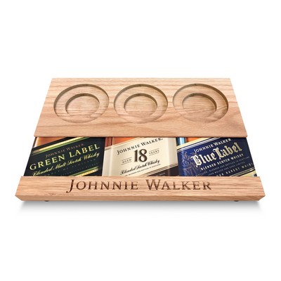 Solid Oak Beverage Flight Board w/Interchangeable Plates For Beverage Description (1-7/8" & 3" Routs