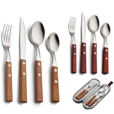 Tableware 4 pcs Set with Wooden Handle