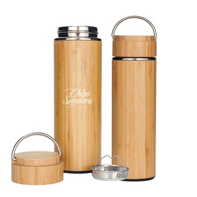 16 Oz. Vacuum Bamboo Bottle