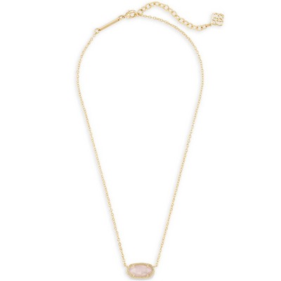 Kendra Scott Elisa Gold Pendant Necklace in Rose Quartz