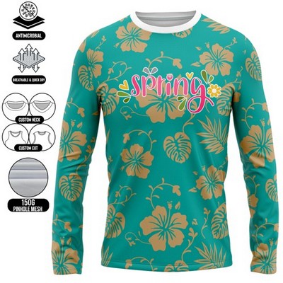 Unisex and Kids' Full Sublimation Long Sleeve T-Shirt - 150G Performance Grade Pinhole Mesh