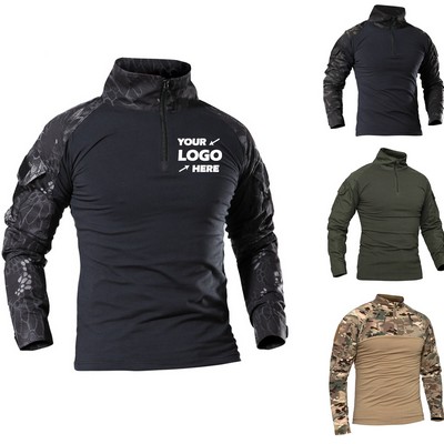 Men's Athletic Shirts & Tees Casual Loose Camouflage Long Sleeve Half Zip Pullover Shirt