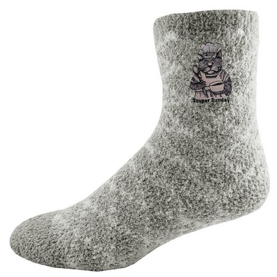 Fashion Fuzzy Feet Crew Socks with Oversized DTF