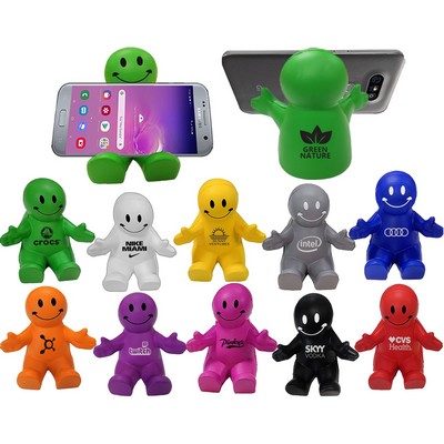 Fun Colorful Squeezable Smile Face Guy Phone Holders