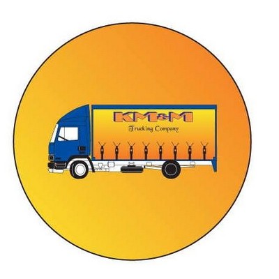 Commercial Truck Round Metal Photo Magnet (2 1/2")