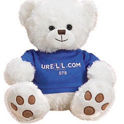 White Parker Bear Stuffed Animal w/Shirt (10")