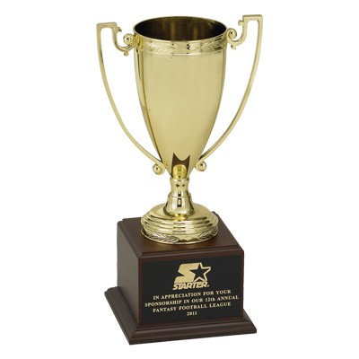 6¾" Raveena Trophy Series w/Metal Cup On Block Base