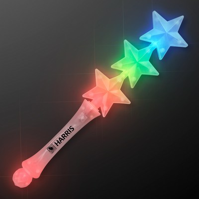 Imprinted Triple Star Flashing Wand (Red Blue Green)