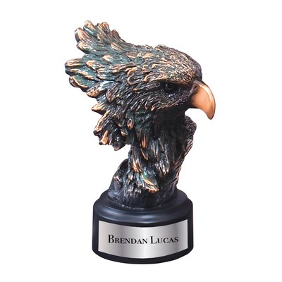 Bronze Finish Eagle Head Trophy on Ebony Wood Base (5 1/2")