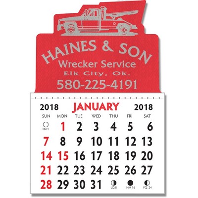 Designer Shaped Kwik-Stik Textured Vinyl Calendar w/ Tow Truck Top