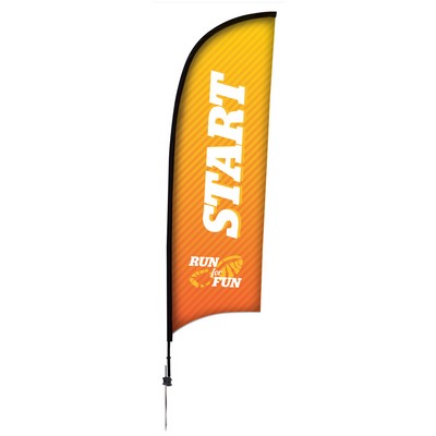 9' Premium Razor Sail Sign Flag, 1-Sided, Ground Spike