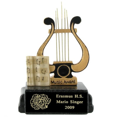 5" Music Lyre Scholastic Trophy w/Black Plate