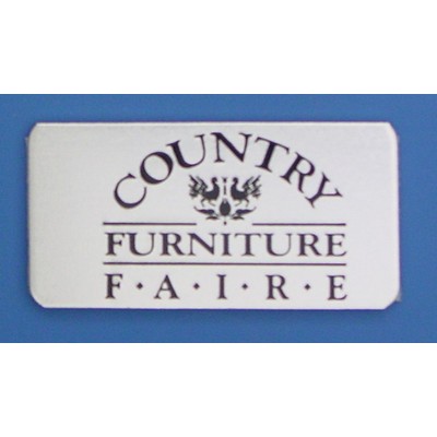 2" X 1" Aluminum Badge w/ a Die struck/Color filled imprint and a pin back attachment. USA