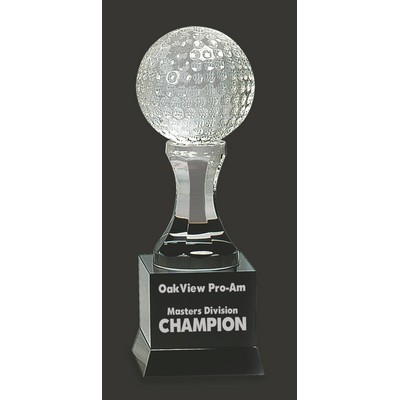 Golf Podium-BB Crystal Golf Ball Award - 9" H