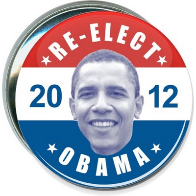 Political - Re-Elect Obama, 2012, Red White and Blue - 3 Inch Round Button